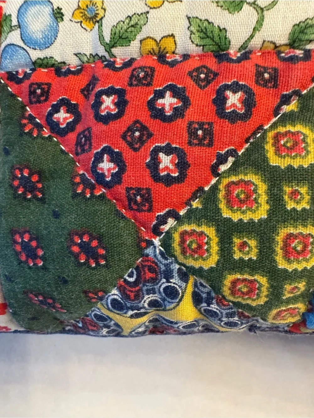 Vintage! Handmade Patchwork Quilted Throw Pillow